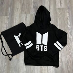 Black BTS Hoodie with White Logo
